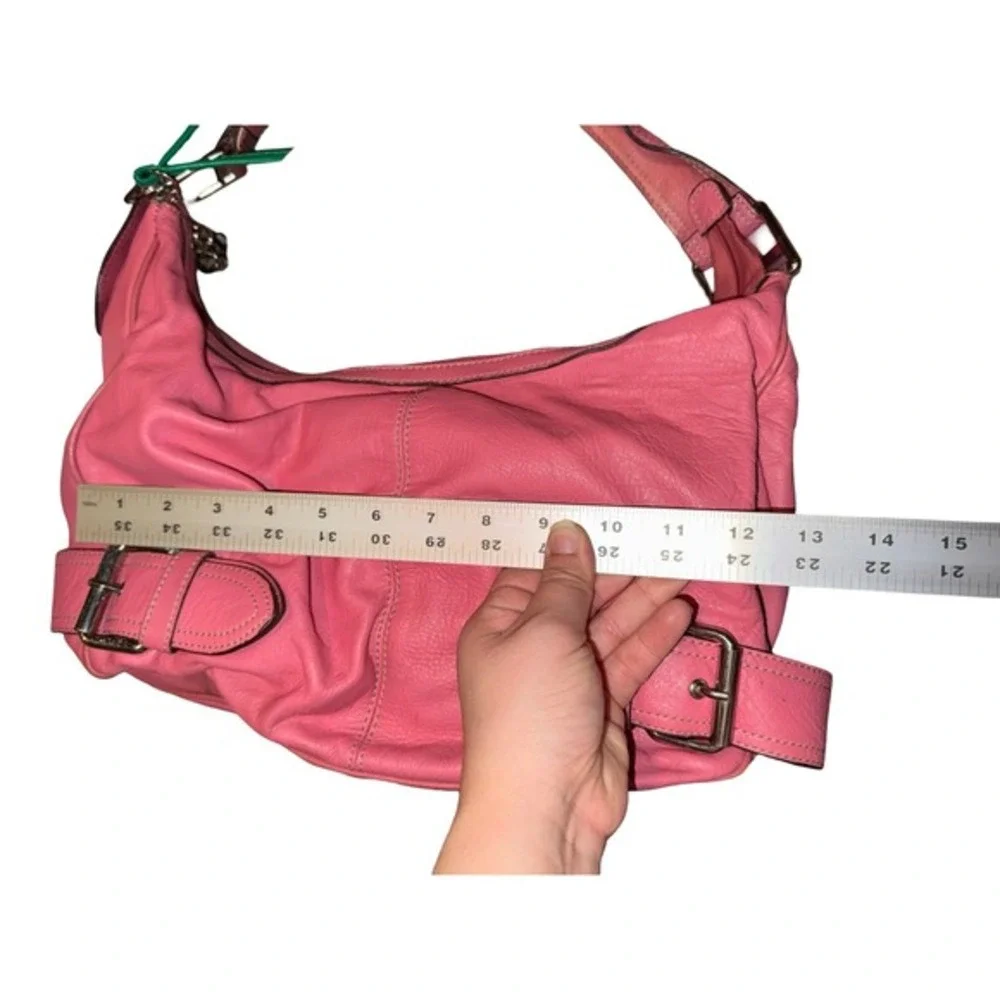 VTG Y2K Franco‎ Sarto pink  100% Genuine Leather Shoulder hobo bag buckle accent